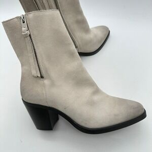 ALLSAINTS Cohen Suede Ankle Boots Distressed Ivory Double Zip Size‎ 40